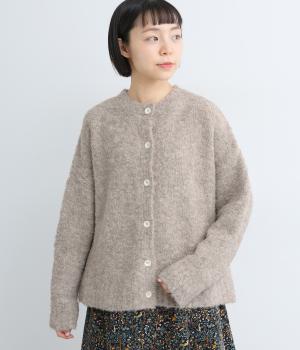 ウール混ループヤーンローゲージニットカーディガン