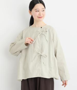 【tukuroi by SUN VALLEY】コットンリネン平織日本製品染ブラウス(シェルホワイト-F)