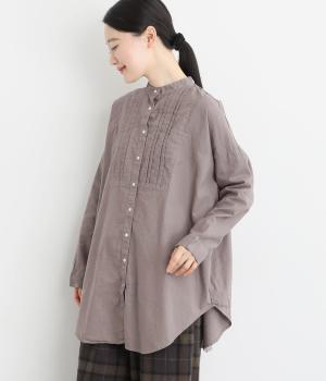 【tukuroi by SUN VALLEY】コットンリネン平織日本製品染タックチュニックシャツ
