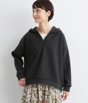 【tukuroi by SUN VALLEY】ハニカム起毛カットソーパーカー(クロ-F)