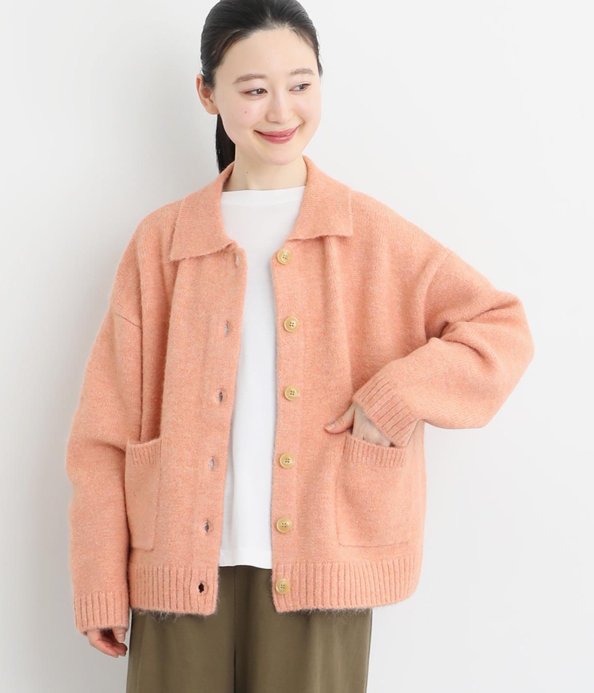 【tukuroi by SUN VALLEY】アルパカ混ニットミドルゲージ天竺編みカーディガン(フラミンゴ-F)