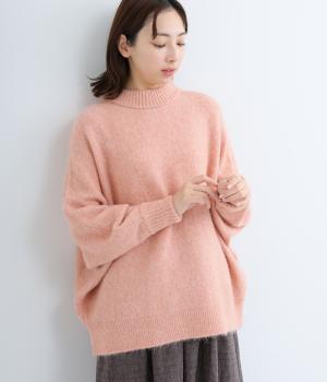 【tukuroi by SUN VALLEY】アルパカ混ニットミドルゲージ天竺編みドルマンプルオーバー(フラミンゴ-F)