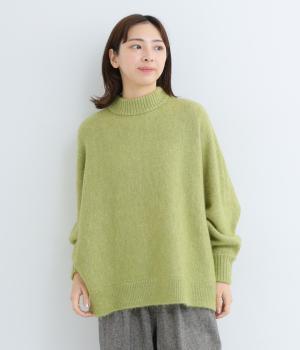 【tukuroi by SUN VALLEY】アルパカ混ニットミドルゲージ天竺編みドルマンプルオーバー(アップルグリーン-F)