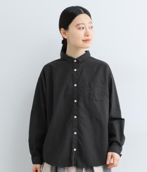 オックス日本製品染長袖ブラウス(チャコールブラウン-F)