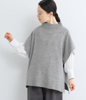 五者混総針編みニットベスト(グレー-F)