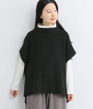 五者混総針編みニットベスト(クロ-F)