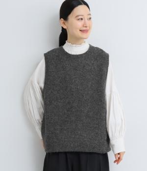 四者混鹿の子編み前後2wayニットベスト