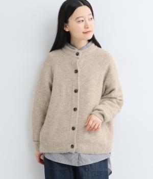 四者混鹿の子編み長袖ニットカーディガン(オートミール-F)