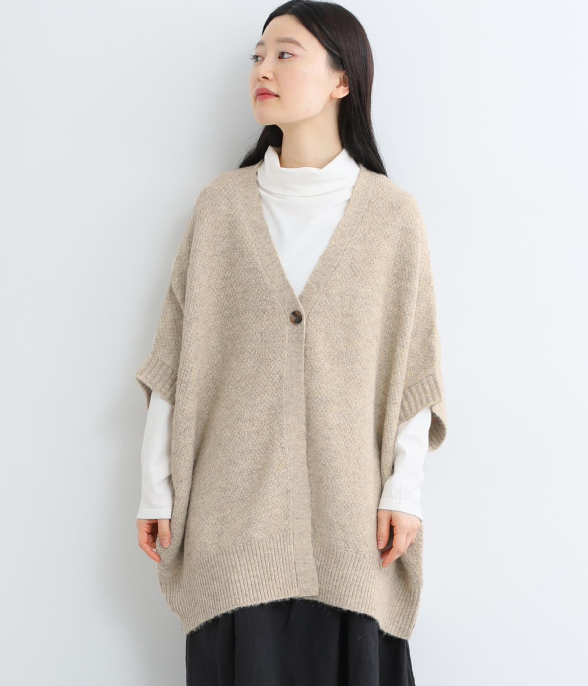 四者混鹿の子編みドルマンニットカーディガン(オートミール-F)