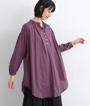 コットンローン日本製品染　チュニックブラウス(ドライパープル-F)