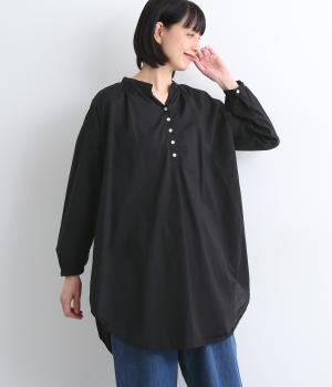 コットンローン日本製品染　チュニックブラウス(スミクロ-F)