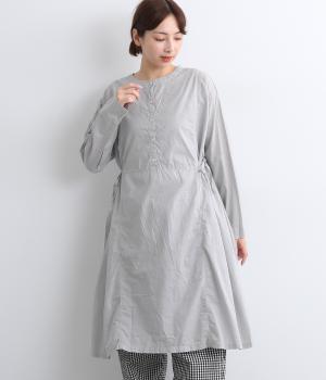 コットンローン日本製品染 2wayサイドギャザーワンピース