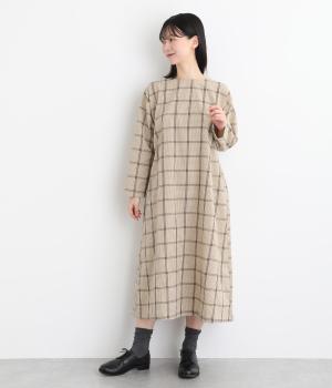 サッカーチェック柄　ワイドワンピース