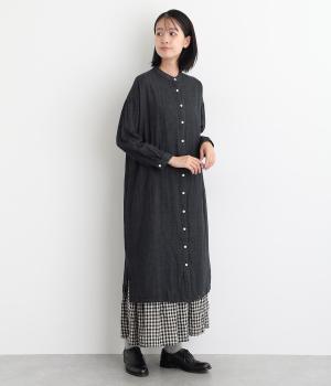 コットンTOP糸ダブルガーゼ　ワンピース(ネイビー-F)