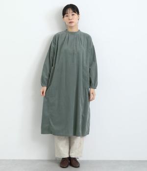 コットンコーデュロイ日本製品染　2wayワンピース(ブルーグリーン-F)