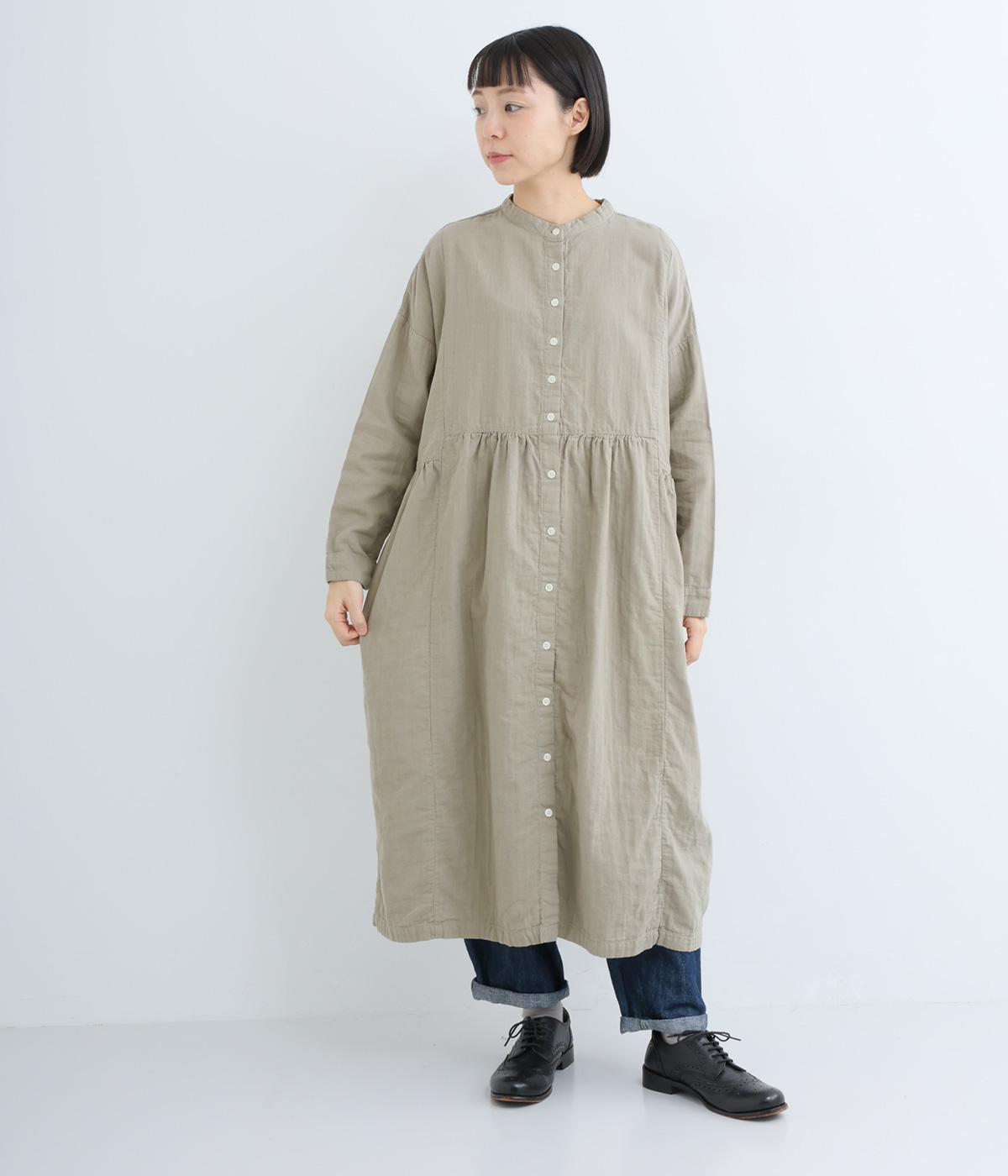 コットンダブルガーゼ 日本製品染2wayワンピース(セージグレー-F)