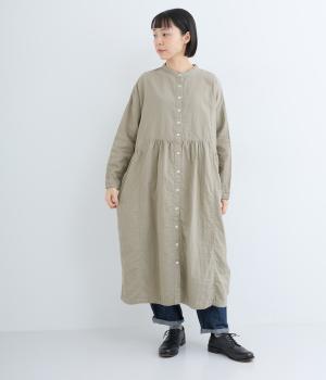 コットンダブルガーゼ 日本製品染2wayワンピース(セージグレー-F)