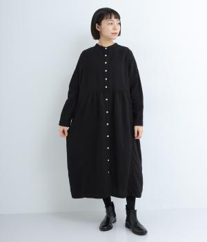 コットンダブルガーゼ 日本製品染2wayワンピース(クロ-F)