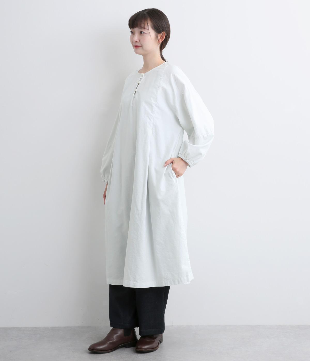 コットンオックス日本製品染タックワンピース(スノーホワイト-F)