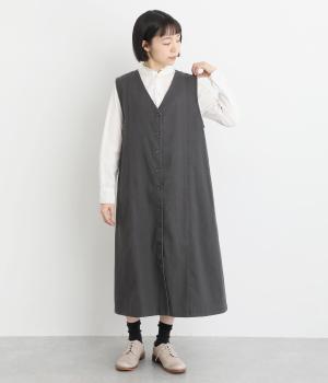 ドビークロス綾織起毛裏ヘリンボーンリバーシブルワンピース