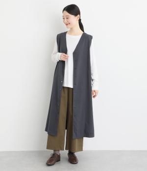 ドビークロス綾織起毛裏ヘリンボーンリバーシブルワンピース(ネイビー-F)