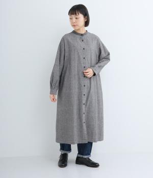 コットンリネン平織起毛2wayワンピース