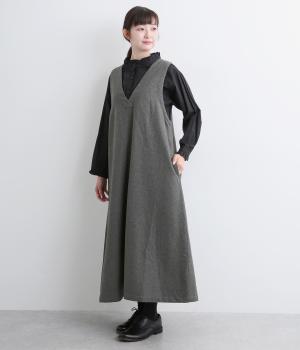 ウールライク2wayジャンパースカート(グレー-F)