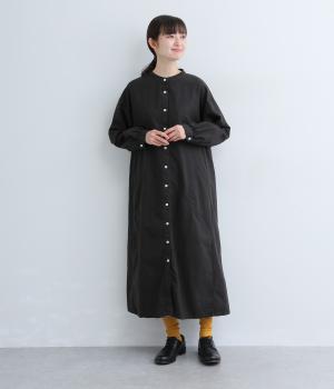 オックス日本製品染長袖ワンピース(チャコールブラウン-F)