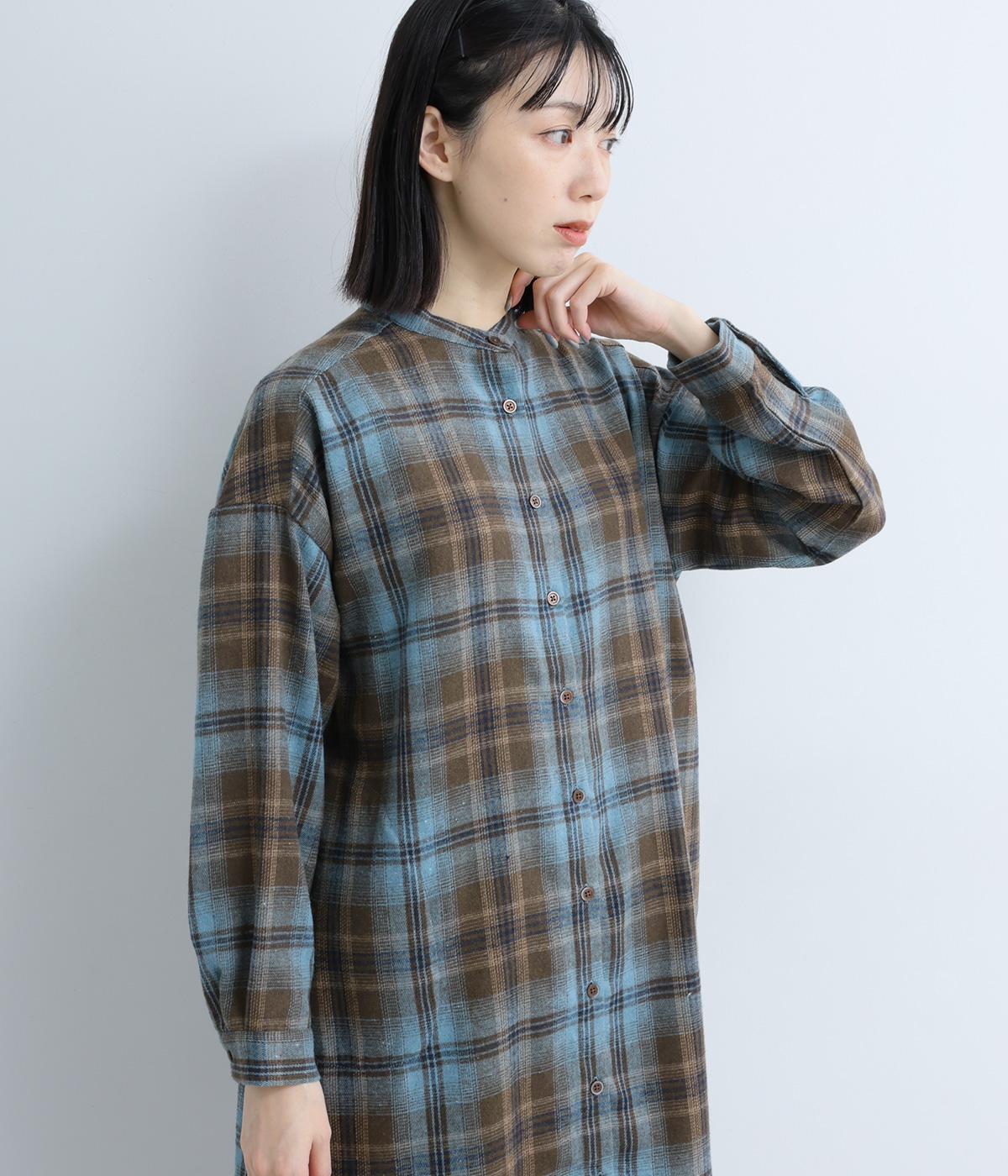 ポリエステルコットン綾織起毛チェック柄長袖ワンピース（SUN VALLEY