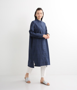 チェックジャーナル前開きワンピース