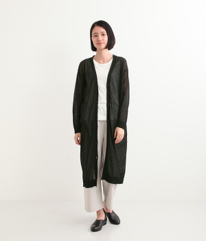 シアーリネンロングカーディガン