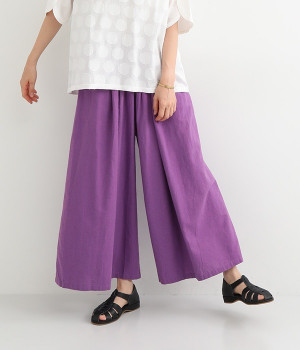 コットンリネンクロスワイドパンツ