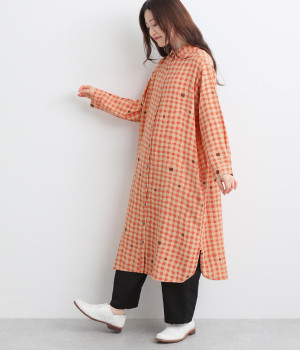 ブロックチェックシャツワンピース