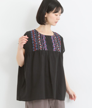 刺繍リネアプルオーバー(ブラック-ONESIZE)