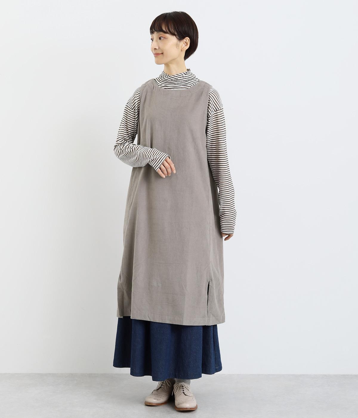 コーデュロイ無地 2wayジャンパースカート(ベージュ-F)