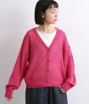 スルーメッシュカーディガン(ピンク-F)