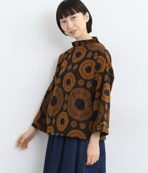 ジャカードサークルカットソー(オレンジ-ONESIZE)