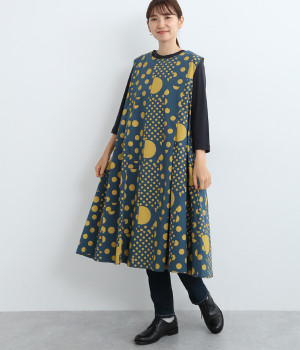 ランダムドット切替えワンピース(イエロー-ONESIZE)
