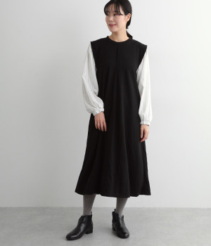 切替えストライプワンピース(ホワイト-ONESIZE)