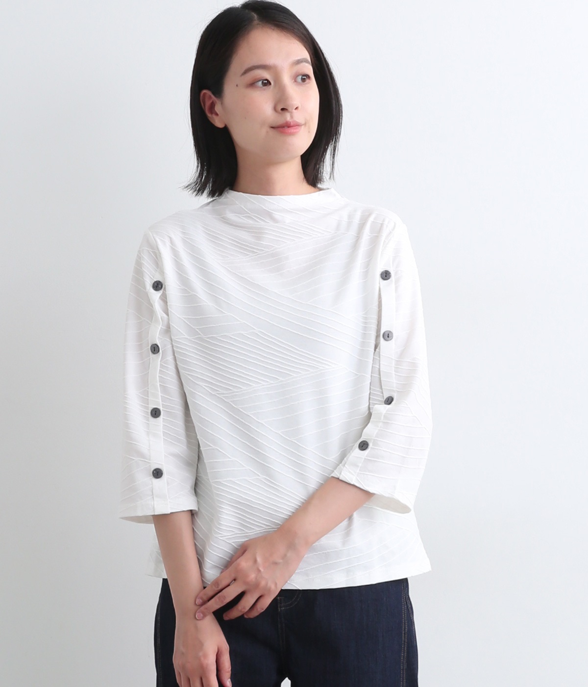 【新品】POLA amian エジプト綿 カットソー スリットネック コーラル POLA amian エジプト綿 カットソー スリットネック コーラル