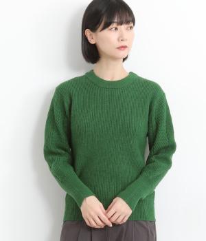 ケーブルスリーブニットプルオーバー(グリーン-F)