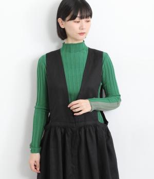 2wayバイカラーリブニット(グリーン-F)