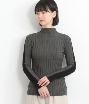 2wayバイカラーリブニット(ブラック-F)