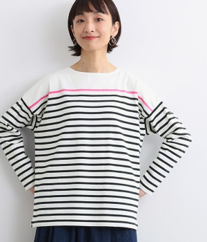 別注｜Cassure×「G.F.G.S」配色ボーダーカットソー(ネイビー×ピンク-ONESIZE)