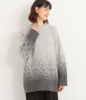 ウール混グラデーションロングニット(杢チャコール-ONESIZE)