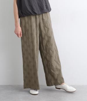 日本製コットンリネンドットジャカードワイドパンツ