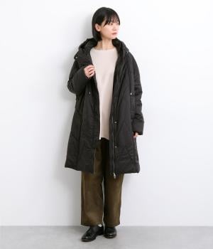 ナイロンシャンブレーキルトビッグコートフーディ