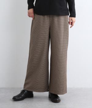 ミックスカラー千鳥ジャカードクロスセミワイドパンツ(ミックスレッド-F)