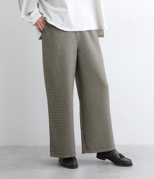 ミックスカラー千鳥ジャカードクロスセミワイドパンツ(ミックスブラウン-F)