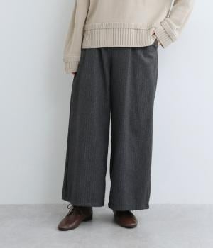 【LaLa que sera】ウールヘリンボーンセミワイドパンツ